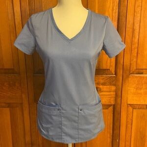 Purple Label Yoga by Healing Hands Scrub Top in Blue XXS